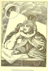Illustration av Alfred Le Pete (1841-1909) i Gros-Jean och hans församling