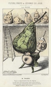La Peire: Tecknad film om Thiers - ill. från 14/02/1871 av Alfred Le Petitty, i "Dagens blommor, frukter och grönsaker"". av Alfred Le Petit