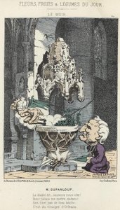 Le Boxis: Tecknad film om Dupanloup - ill. från 1871-02-21 i "Dagens blommor, frukter och grönsaker" av Alfred Le Petit