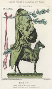 Le Laurier: Tecknad film om Garibaldi - ill. från 1871-02-15 i "Dagens blommor, frukter och grönsaker" av Alfred Le Petit