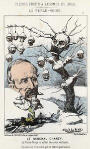 Le Perce-Neige: karikatyr om general Antoine Alfred Eugène Chanzy (1823 - 1883) - ill. från 1871-01-15 i "Dagens blommor, frukter och grönsaker" av Alfred Le Petit