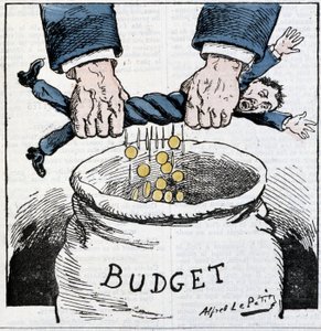 Stackars skattebetalare, tack imperiet! : tecknad film om skatter och budget - av A. Le Petitty, i "Le Sans-Culotte""