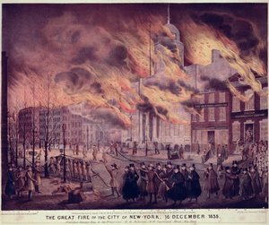 Den stora branden i New York, 1835 av Alfred M. Hoffy
