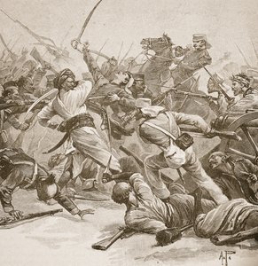 "Det var bajonett mot bajonett", illustration från "Battles of the Nineteenth Century" av Archibald Forbes, G.A. Henty och major Arthur Griffiths. av Alfred Pearse