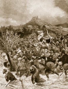 Kung Penda dödad i Winwaedfield, 655, illustration från 