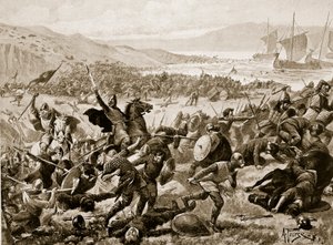 Det stora slaget vid Brunanburh, 937, illustration från 