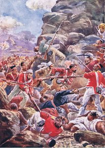 Belägringen av Delhi: Storming the breach, illustration från British Battles on Land and Sea, 1915