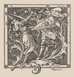 Nibelungen. Hagen av Troneck dödar Iring, 1840-1841. av Alfred Rethel