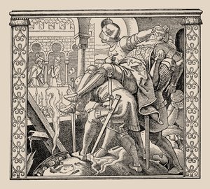 Die Nibelungen. Hur Rudigers kår presenteras för Krimhild, 1840-1841. av Alfred Rethel
