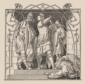 Die Nibelungen. Hur de kastade ner de döda ur salen, 1840-1841. av Alfred Rethel
