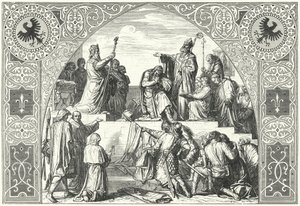 Den sachsiske hövdingen Widukinds dop, 785 (gravyr) av Alfred Rethel