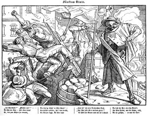 Totentanz 1848: Döden leder revolutionära medborgare av Alfred Rethel
