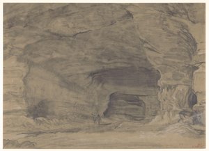 Två figurer går in i en stor grotta av Alfred Robaut