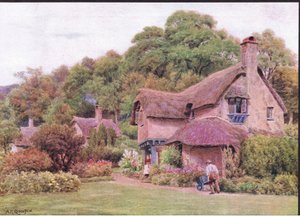 Almshouses, Selworthy Green, Somerset, från The Cottages and the Village Life of Rural England publicerad av Dent & Sons Limited av Alfred Robert Quinton