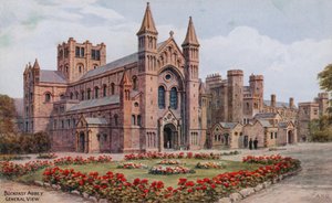 Buckfast Abbey, allmän utsikt (lito i färg) av Alfred Robert Quinton