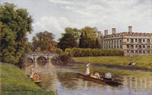 Cambridge: Clare College (färg litho) av Alfred Robert Quinton