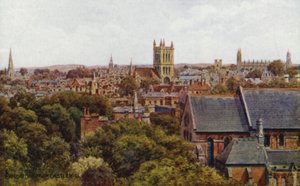 Cambridge, från Castle Hill (färg litho) av Alfred Robert Quinton