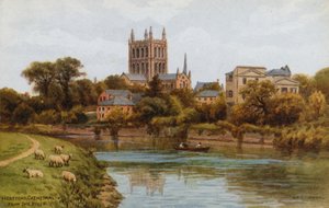 Hereford Cathedral, från floden av Alfred Robert Quinton