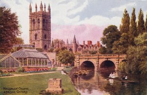 Oxford: Magdalen College och Bridge (färglitografi) av Alfred Robert Quinton
