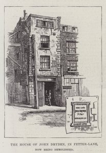 John Drydens hus i Fetter-Lane, som nu rivs. av Alfred Robert Quinton