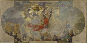 Skiss för Petit Palais, södra galleriet: Apotheosis (centralt tak), mellan 1906 och 1913 (olja på duk på trä) av Alfred Roll