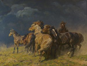Hästar i stormvind av Alfred Roloff