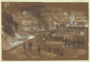 Bränning av Mr. Mumas [sic] hus och lador vid striden den 17 september av Alfred Rudolph Waud