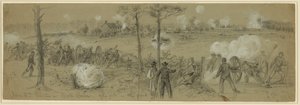 2 juni Position nr. Cold Harbour-gevärgropar framtill av Alfred Rudolph Waud