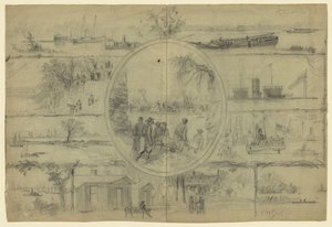 Scener associerade med Dutch Gap Canal av Alfred Rudolph Waud