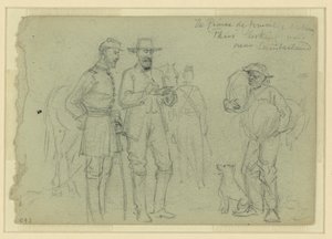 Prinsen de Joinville skissar "Paris" och tittar på, nära Cumberland av Alfred Rudolph Waud