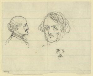 Tre bystporträtt, inklusive Benjamin Butler av Alfred Rudolph Waud