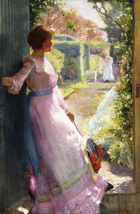 Konstnärens fru välkomnar sin syster Hebe till Tea av Alfred Sangster