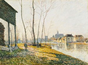 En februarimorgon i Moret-sur-Loing; Februarimorgon i Moret-sur-Loing, 1881 av Alfred Sisley