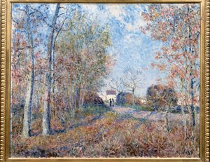 Ett hörn av trä med sabloner eller vägen till trämalmen (skogskanten av Fontainebleau, nära Moret-sur-Loing) Målning av Alfred Sisley (1839-1899) 1883 Dim. 0,6x0,73 m Paris, musee d
