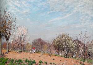 Äppelträd i blom vid Louveciennes av Alfred Sisley