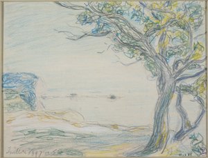 Träd vid havet av Alfred Sisley
