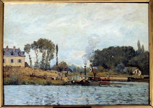 Båt vid Bougivalslussen Målning av Alfred Sisley (1839-1899) 1873 Sön. 0,46x0,65 m Paris, musee d
