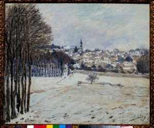 La neige a Marly-målning av Alfred Sisley (1839-1899) 1875 sön. 0,46x0,56 m Paris, musee d