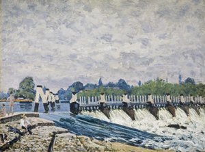 Molesey Weir, Hampton Court av Alfred Sisley