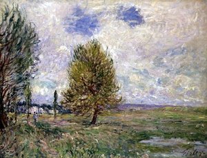 Slätten vid Veneux (olja på duk) av Alfred Sisley