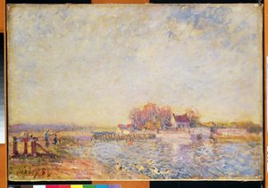 Flodscen med ankor, 1881 av Alfred Sisley