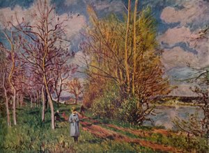Vår vid flodens stränder, sent 1800-tal. 1941 av Alfred Sisley