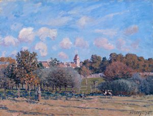 Klocktornet i Noisy-le-Roi, höst av Alfred Sisley