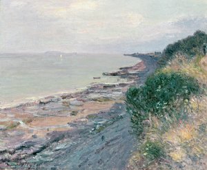 Klippan vid Penarth, kväll, lågt tidvatten av Alfred Sisley