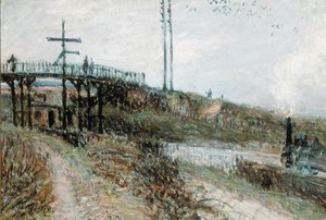 Spången över järnvägen vid Sevres, c.1879 av Alfred Sisley