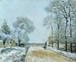 Vägen, snöeffekten, 1876 av Alfred Sisley