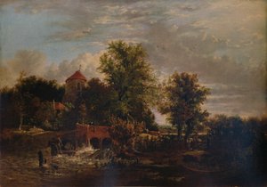 Slussporten vid floden Western, c1832 av Alfred Stannard