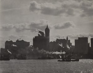 Singer Building sett från Hudsonfloden av Alfred Stieglitz