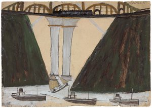 Saltash Bridge, ca. 1930 (penna och olja på kort)