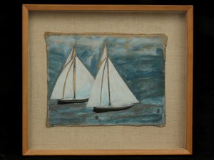 Två segelbåtar, ca 1930 av Alfred Wallis